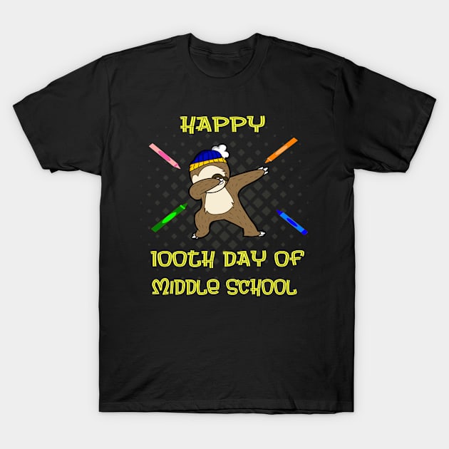 Happy 100th Day Of Middle School Dabbing Sloth T-Shirt by familycuteycom